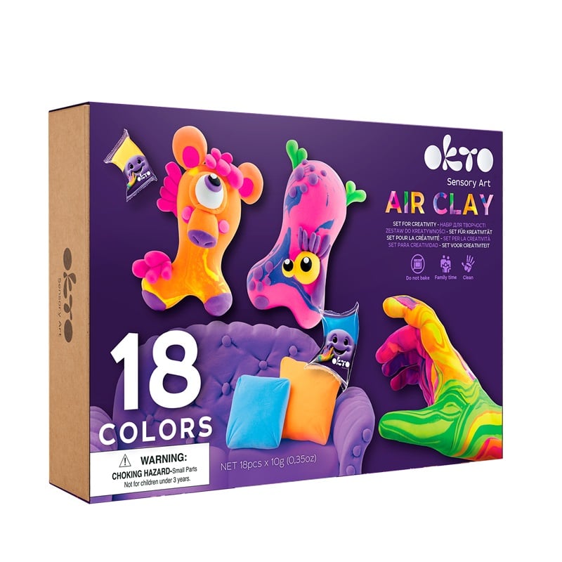 Okto set de creatie Air Clay Okto 18 culori 5 ani+