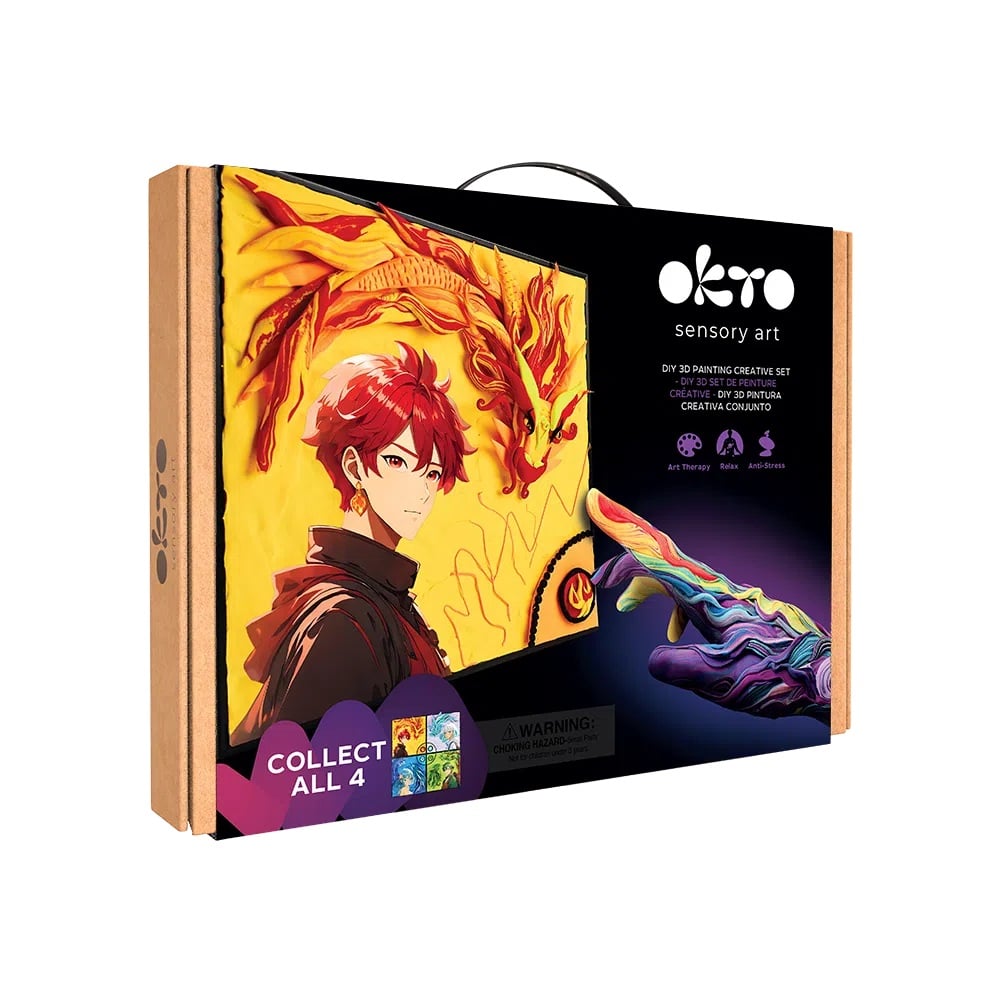 Okto set pictura 3D cu argila usoara, 29x29 cm 10 ani+ Manga-Fire
