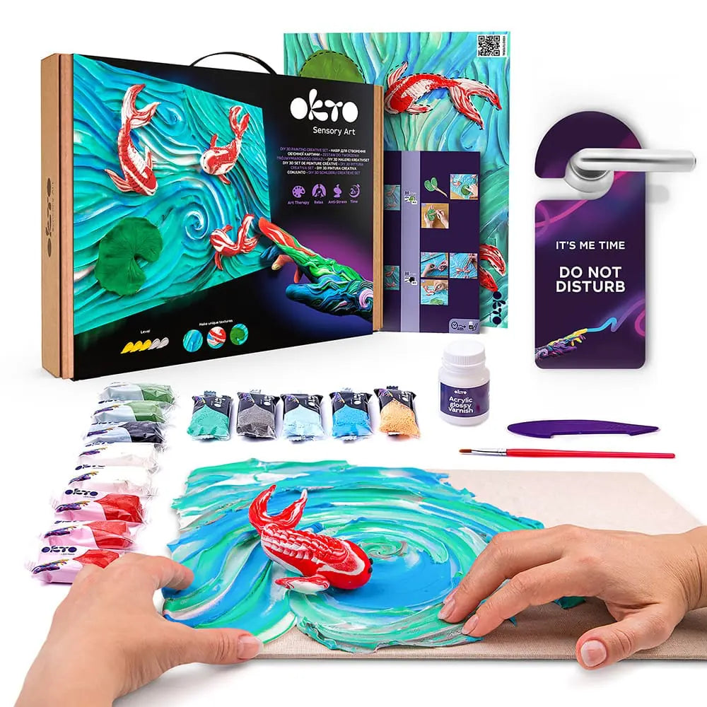 Okto set pictura 3D cu argila usoara  30x40 cm 14 ani+ Fishes