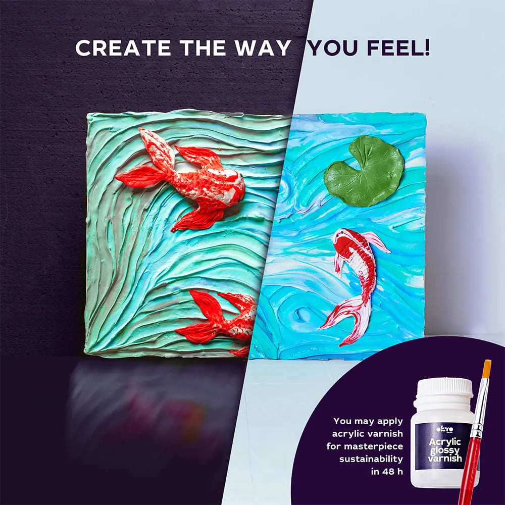 Okto set pictura 3D cu argila usoara  30x40 cm 14 ani+ Fishes