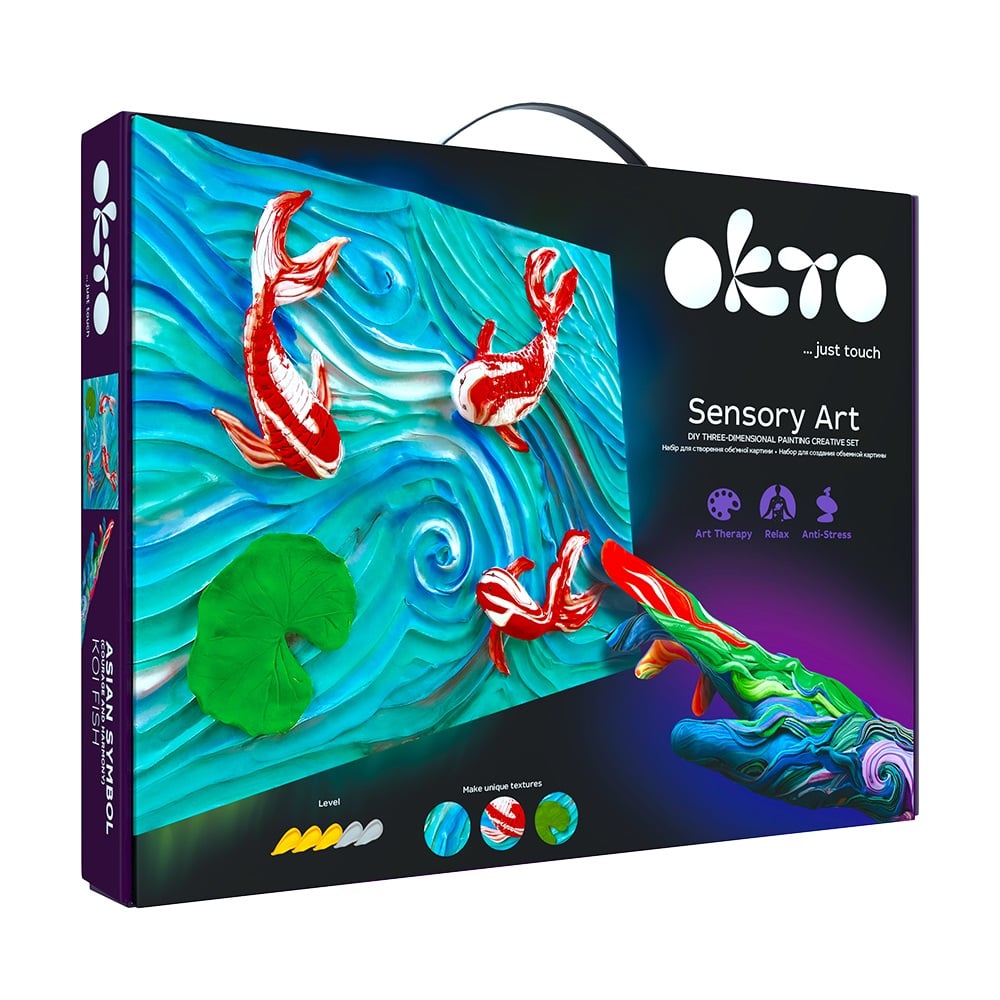 Okto set pictura 3D cu argila usoara  30x40 cm 14 ani+ Fishes Imagine principală a produsului