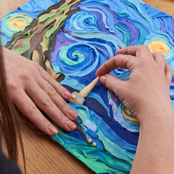 Okto set pictura 3D cu argila usoara  30x40 cm 14 ani+ Starry Night