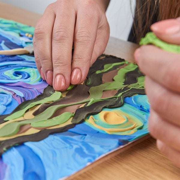 Okto set pictura 3D cu argila usoara  30x40 cm 14 ani+ Starry Night