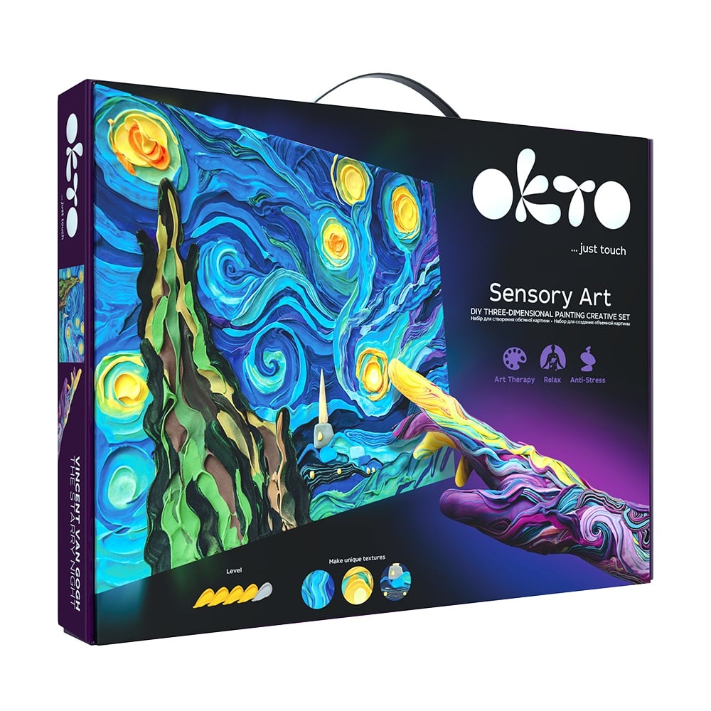 Okto set pictura 3D cu argila usoara  30x40 cm 14 ani+ Starry Night
