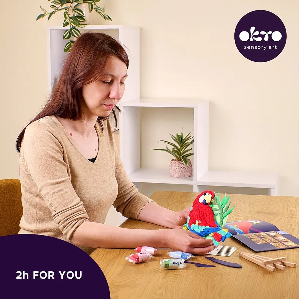 Okto set pictura 3D cu argila usoara Nature 14 ani+ Macaw
