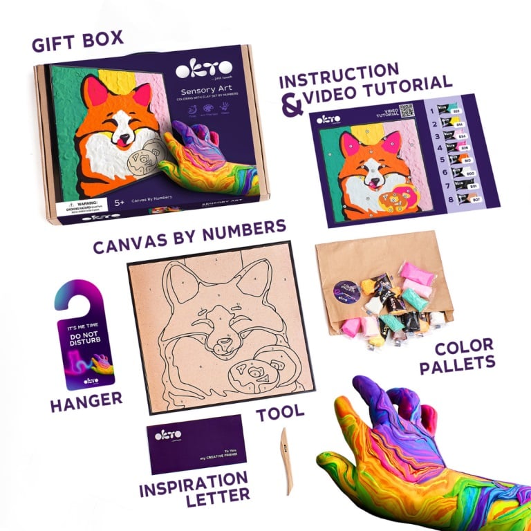 Okto set pictura cu argila usoara 29x29 cm 5 ani+ Fox