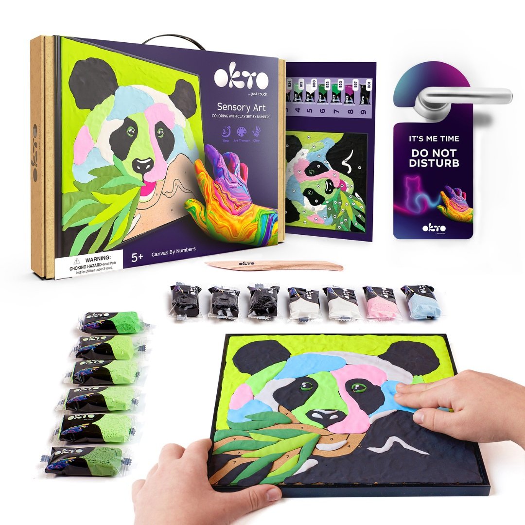 Okto set pictura cu argila usoara 29x29 cm 5 ani+ Panda