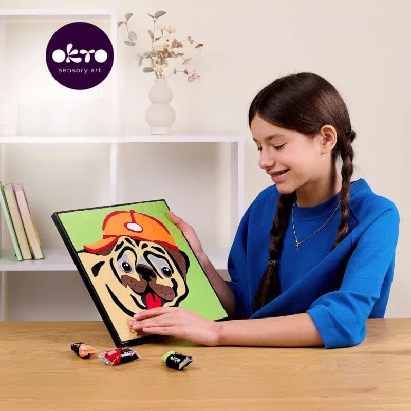 Okto set pictura cu argila usoara 29x29 cm  5 ani+ Pug Dog