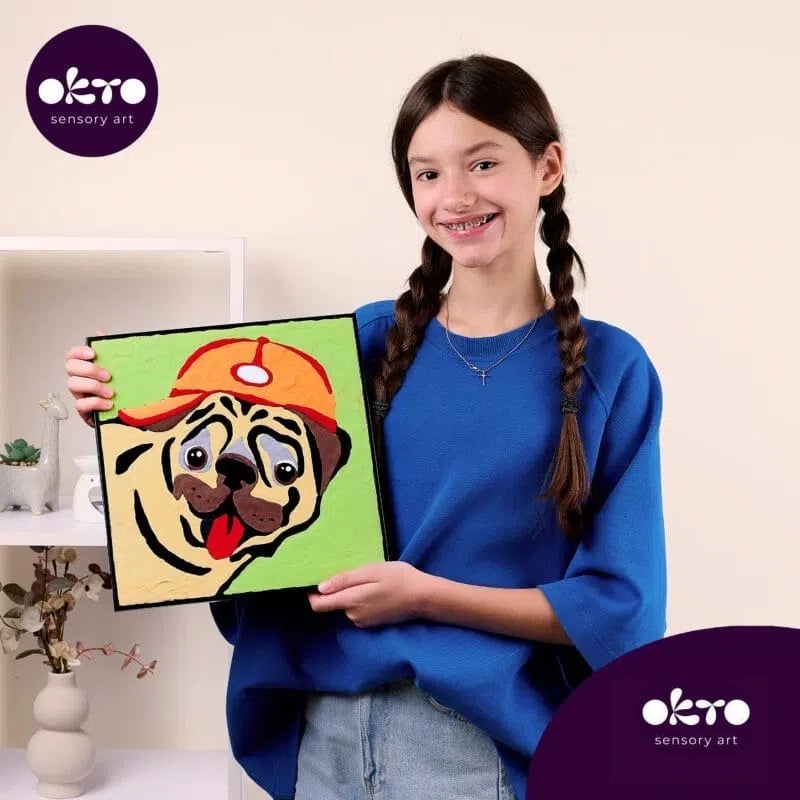 Okto set pictura cu argila usoara 29x29 cm  5 ani+ Pug Dog