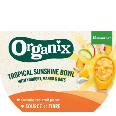 Organix piure bio in bol cu iaurt, mango si ovaz Tropical Sunshine 12m+ 120 g