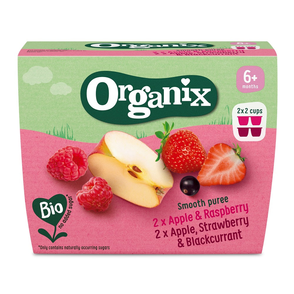 Organix Bio piure ecologic cu mar, zmeura, capsuni si coacaze  