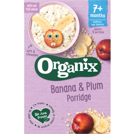 Organix cereale ecologice cu banane si prune 7 luni+, 200 g