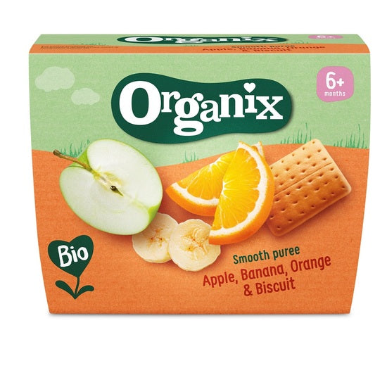 Organix gustare ecologica bio cu mere, banane, portocale si biscuiti 6m+ 400 g