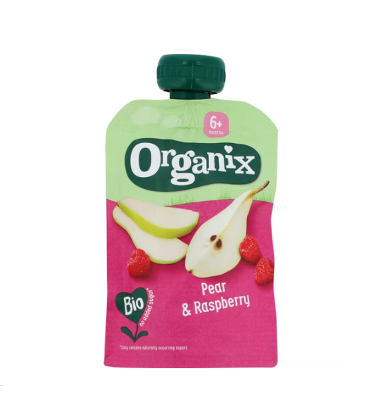 Organix piure din pere si zmeura, 6 luni+, 100 g