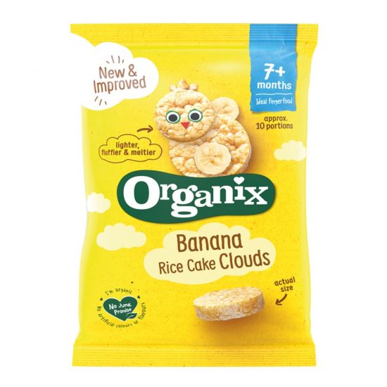 Organix rondele bio din orez cu banane 7m+, 40 g
