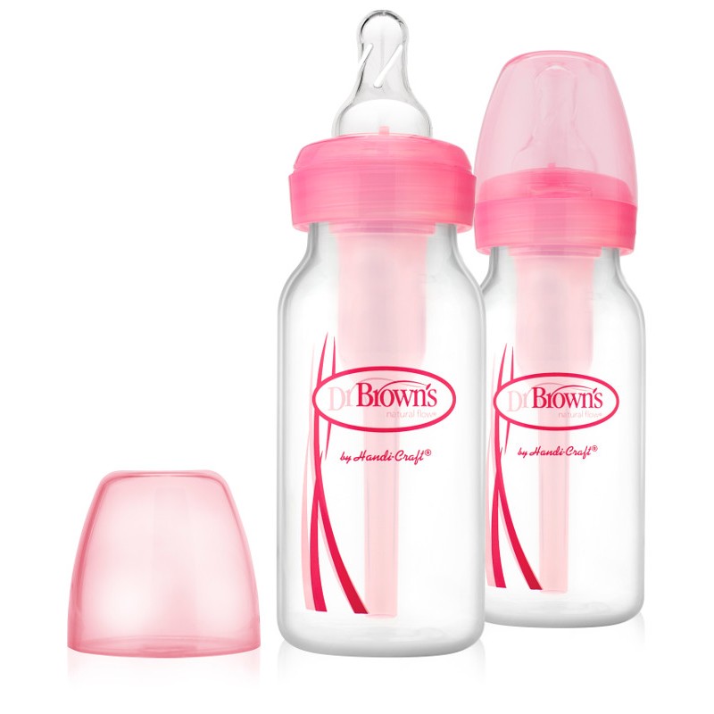 Dr.Brown's biberon Options+ Standard 120 ml tetina 1/0m+ 2 buc/set Roz 01 Imagine principală a produsului