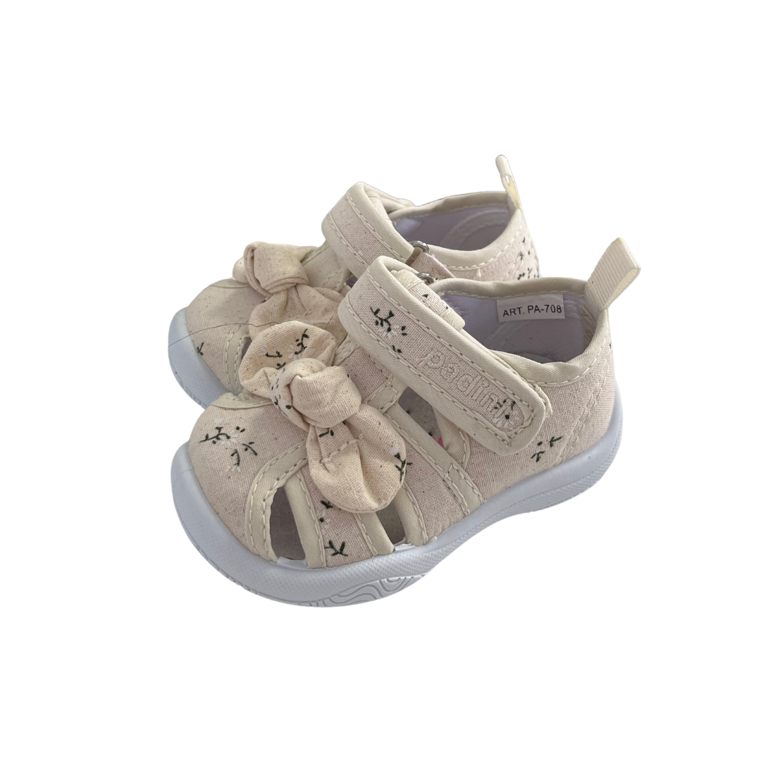 Padini tenisi fete decupati 19-24 Beige cu fundita si floricele