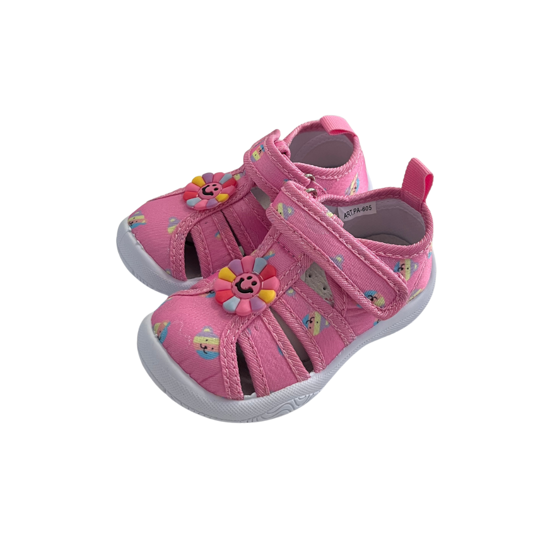 Padini tenisi fete decupati 20-25, Pink cu floare curcubeu