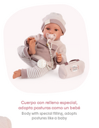 Antonio Juan Papusa Carla corp moale cu rochita si jucarie textila 42 cm 3 ani+