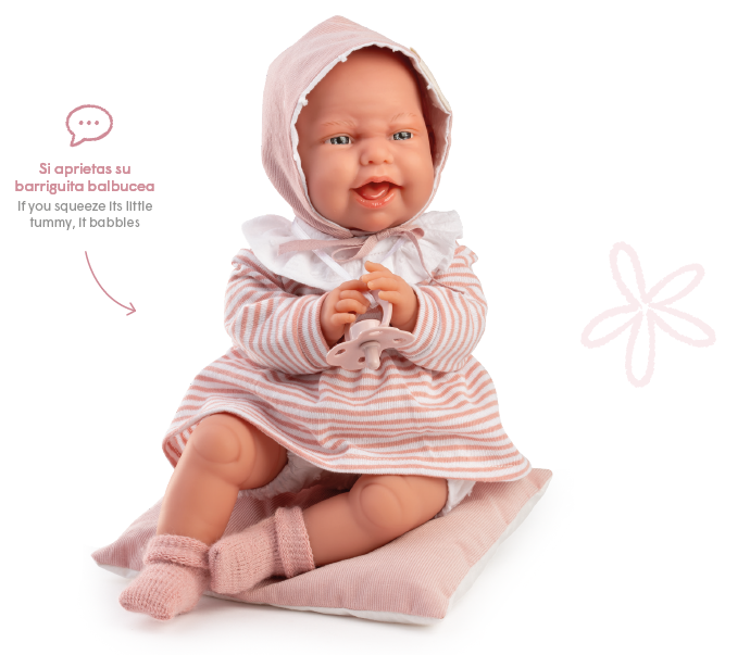 Antonio Juan Papusa bebe fetita Clara corp moale si sunete 34 cm 2 ani+