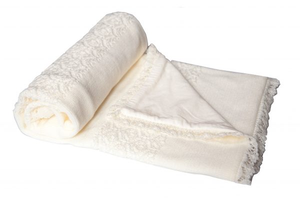 Patura Ayana tricotata dublata cu bumbac 95x95 cm, Crem Imagine principală a produsului