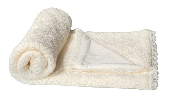 Patura Doina tricotata dublata cu bumbac 95x95 cm, Crem Imagine principală a produsului