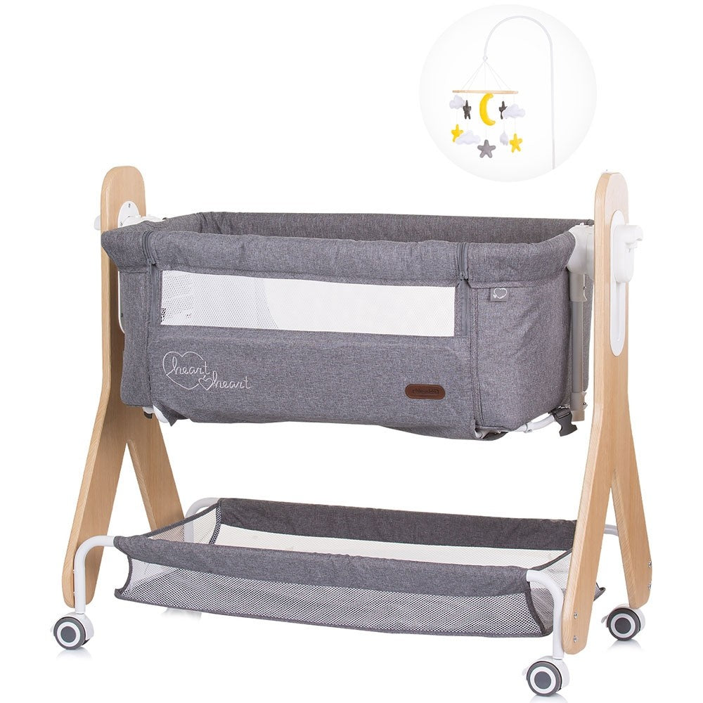 Chipolino Patut Co-Sleeper Heart 2 Heart 0m+ Graphite 