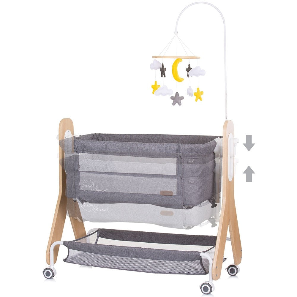 Chipolino Patut Co-Sleeper Heart 2 Heart 0m+ Graphite 