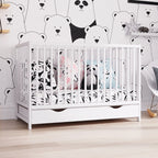 Patut din lemn cu sertar Dominic 120x60 cm Alb