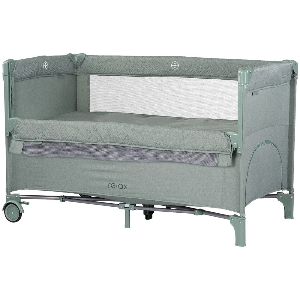 Chipolino patut pliabil Relax cu laterala culisanta 0m+ Basil linen Imagine principală a produsului