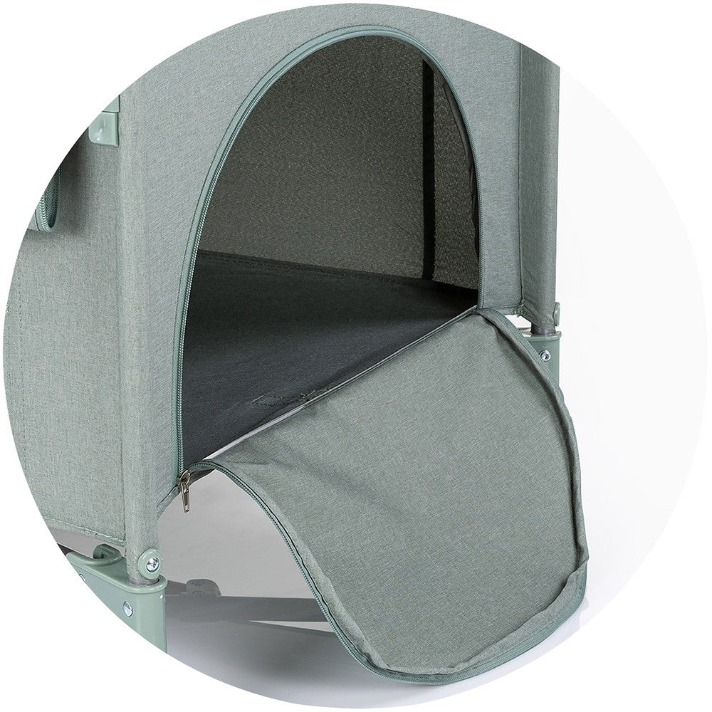 Chipolino patut pliabil Relax cu laterala culisanta 0m+ Basil linen