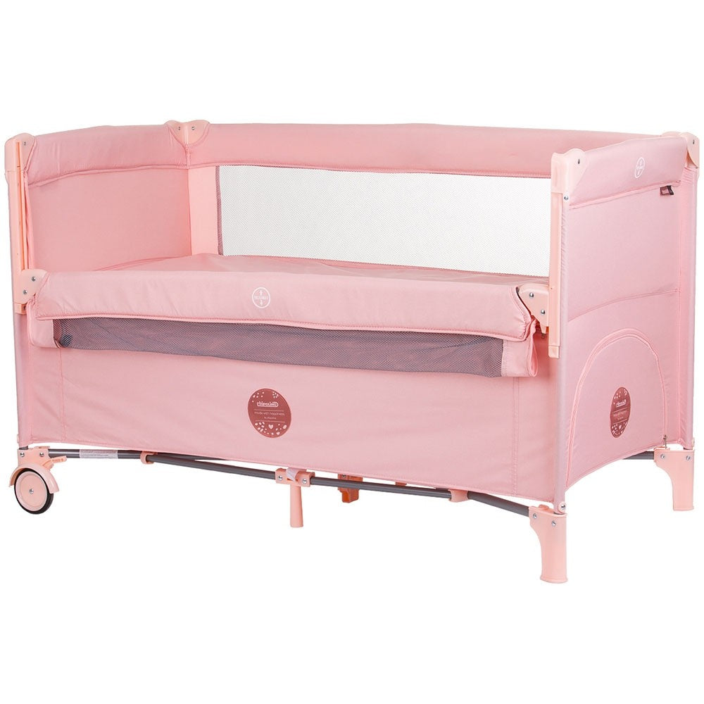 Chipolino patut pliabil Relax cu laterala culisanta 0m+ Flamingo linen