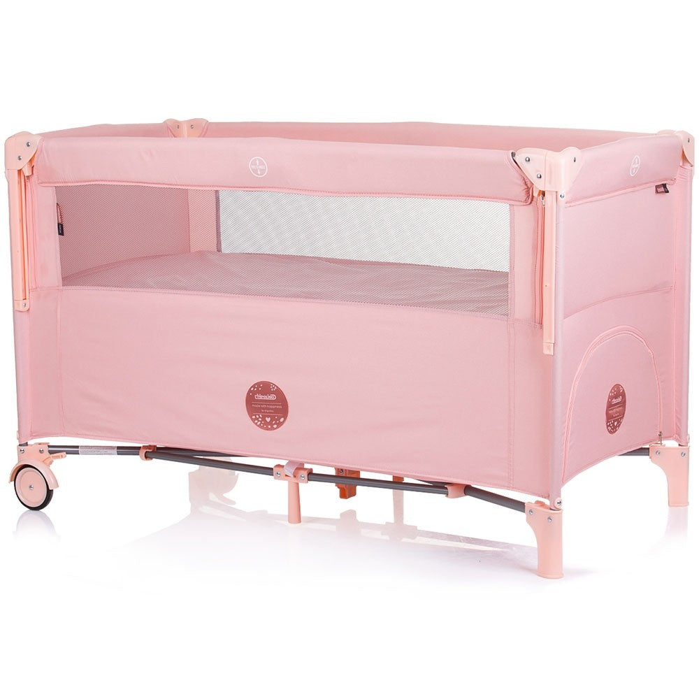 Chipolino patut pliabil Relax cu laterala culisanta 0m+ Flamingo linen