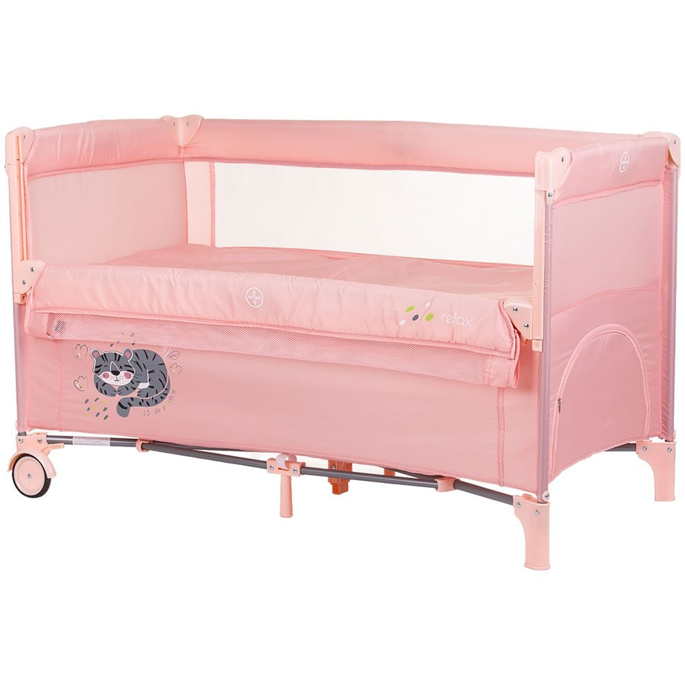 Chipolino patut pliabil Relax cu laterala culisanta 0m+ Flamingo tiger