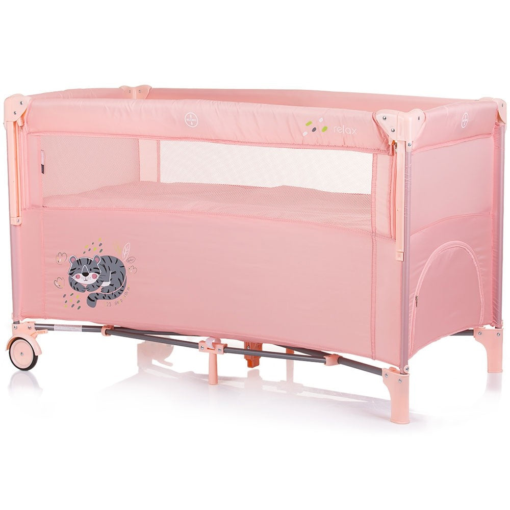 Chipolino patut pliabil Relax cu laterala culisanta 0m+ Flamingo tiger