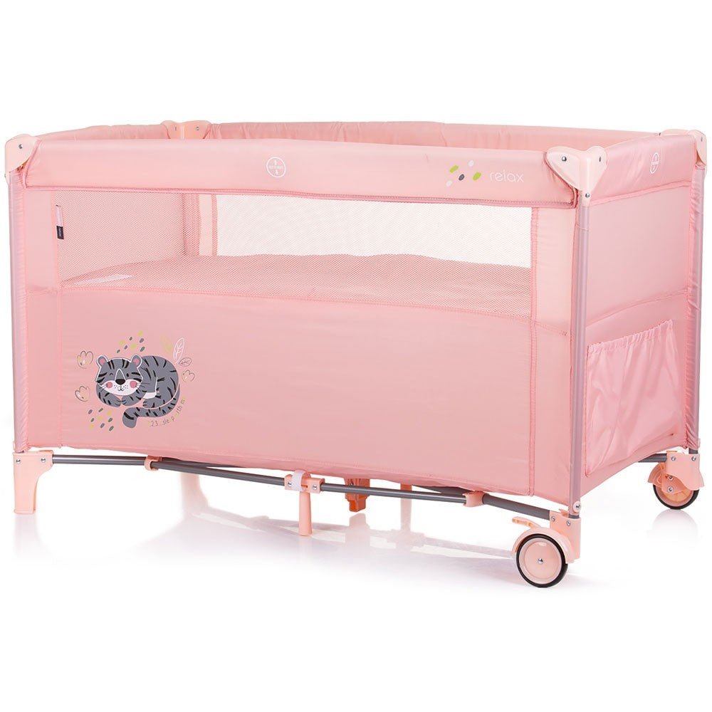 Chipolino patut pliabil Relax cu laterala culisanta 0m+ Flamingo tiger