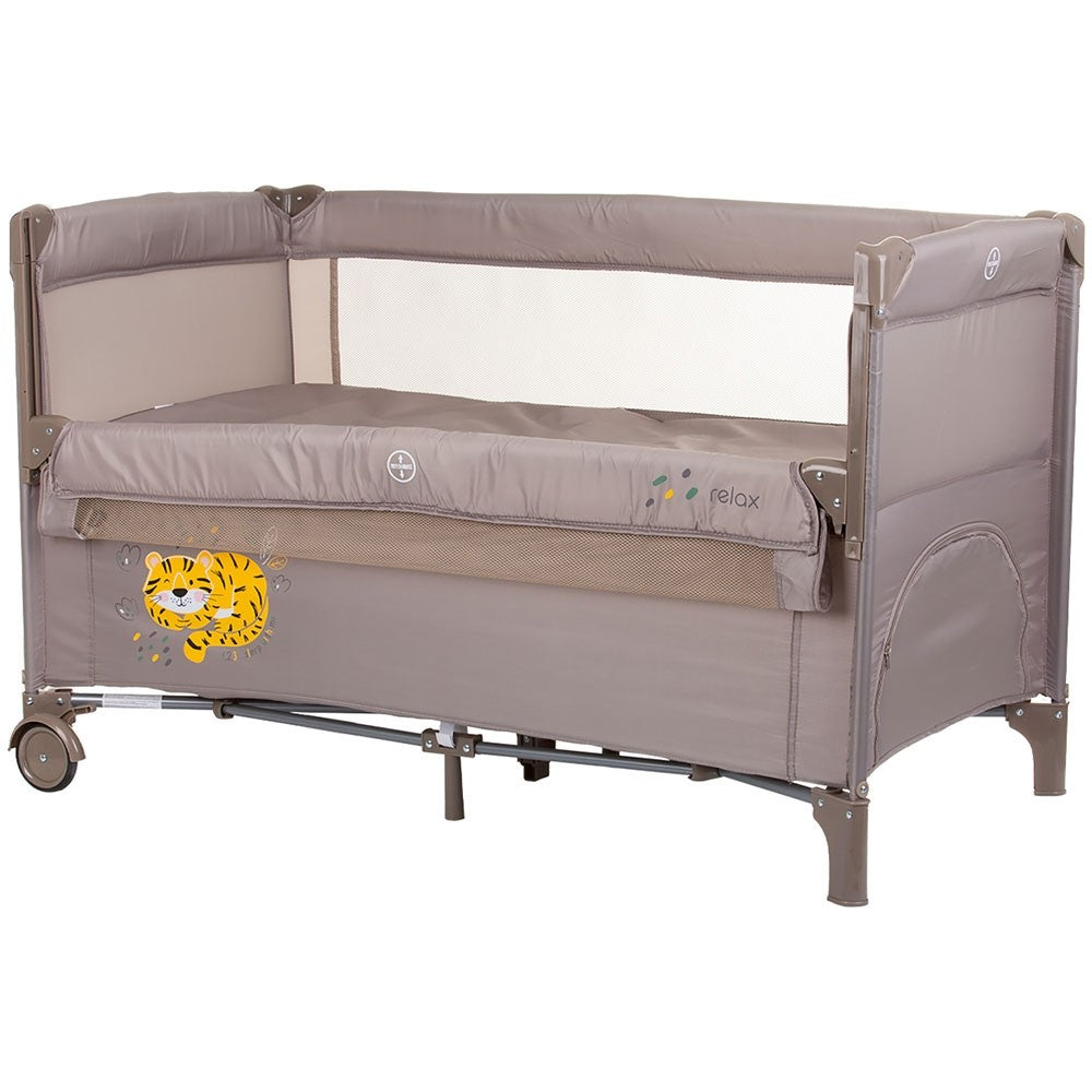Chipolino patut pliabil Relax cu laterala culisanta 0m+ Macadamia tiger
