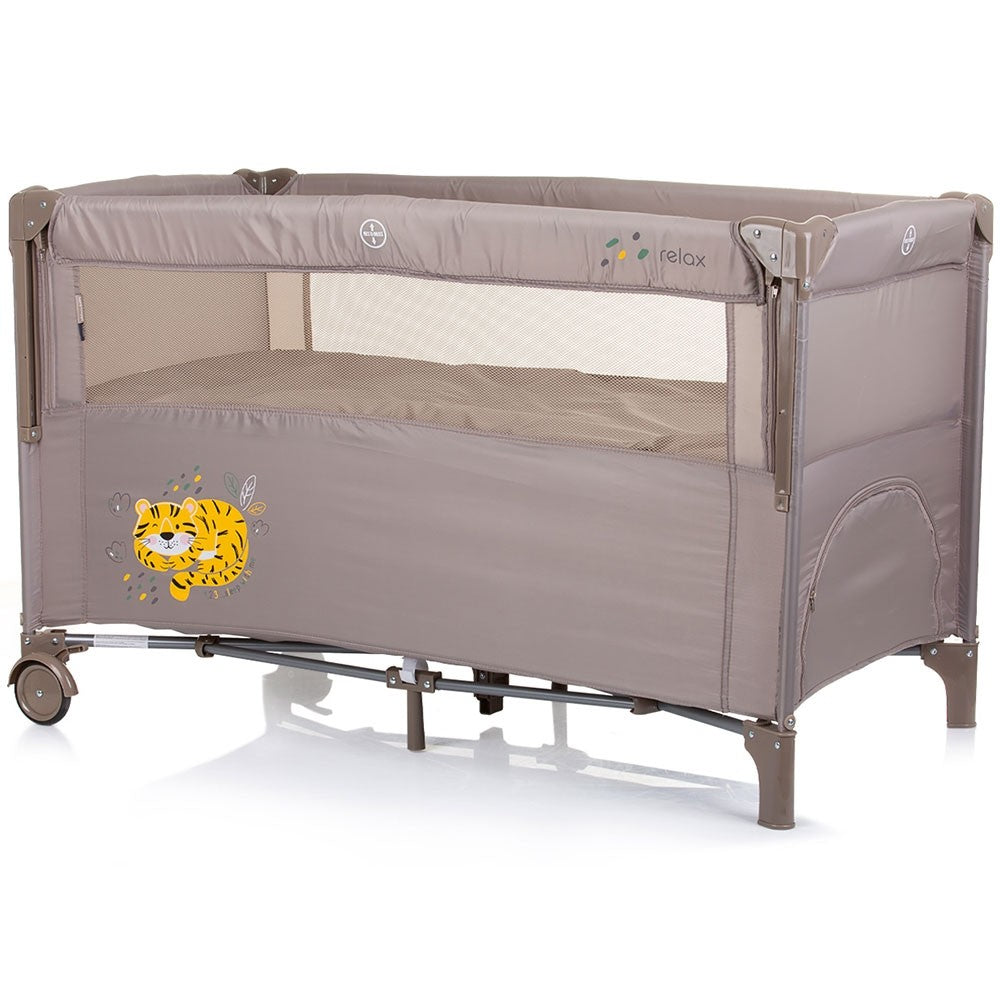 Chipolino patut pliabil Relax cu laterala culisanta 0m+ Macadamia tiger