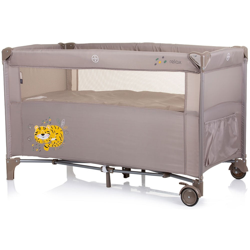Chipolino patut pliabil Relax cu laterala culisanta 0m+ Macadamia tiger
