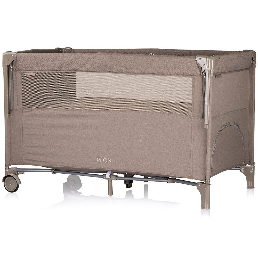 Chipolino patut pliabil Relax cu laterala culisanta 0m+ Tiramisu Linen