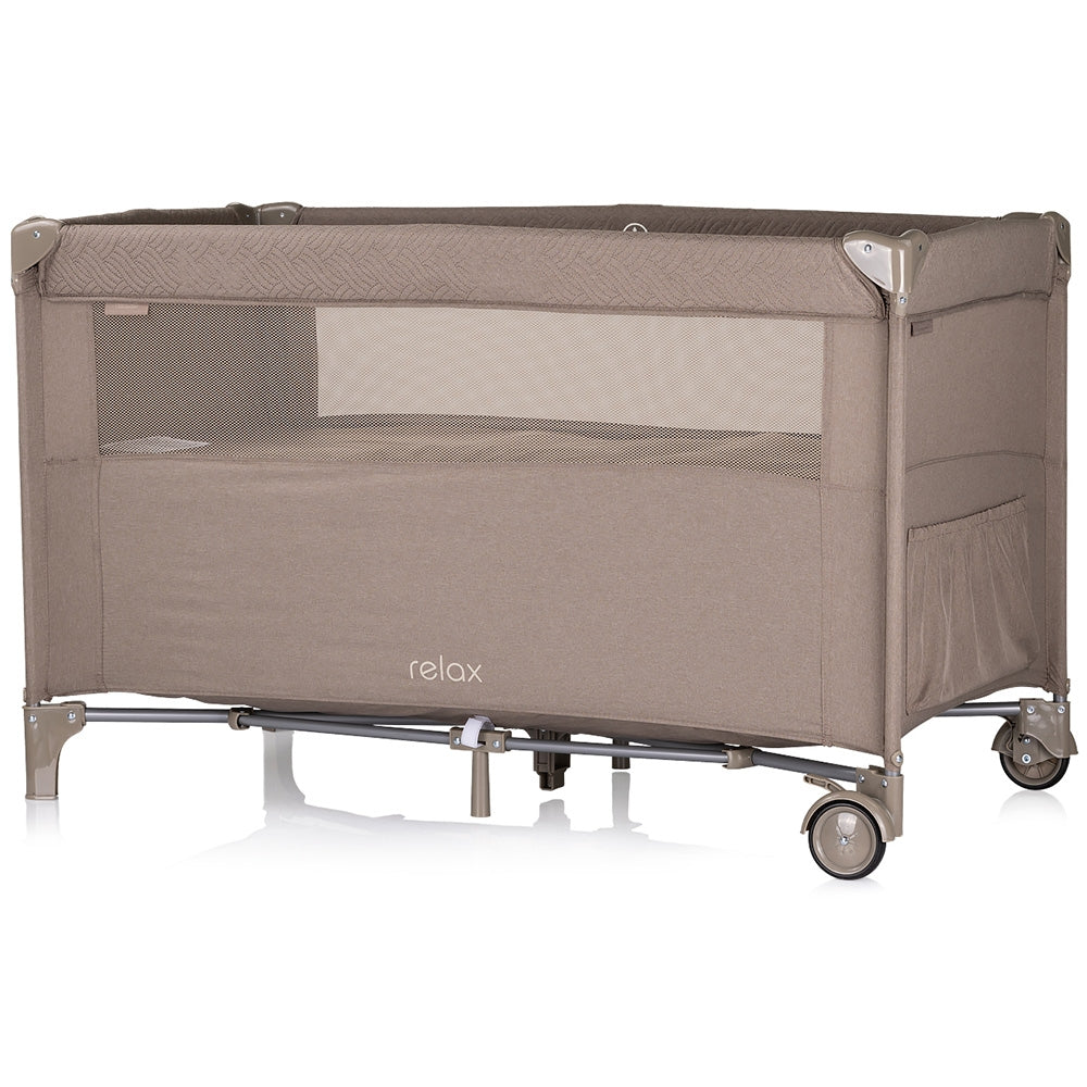 Chipolino patut pliabil Relax cu laterala culisanta 0m+ Tiramisu Linen