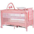 Chipolino patut pliabil cu saltea de infasat Luna 0m+ Flamingo