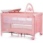 Chipolino patut pliabil cu saltea de infasat Luna 0m+ Flamingo