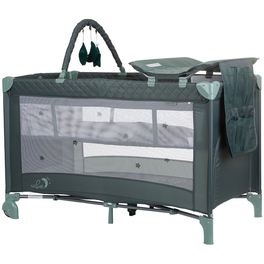 Chipolino patut pliabil cu saltea de infasat Luna 0m+ Pastel green Imagine principală a produsului