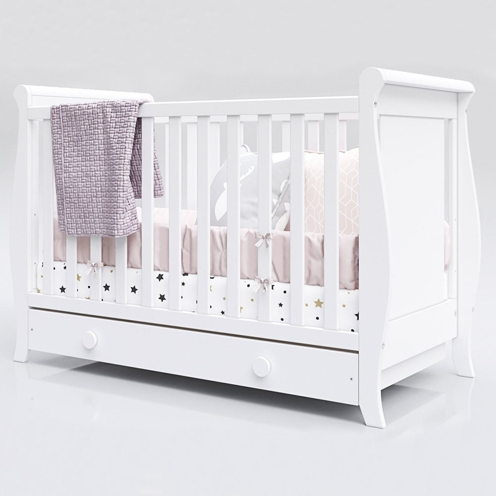 Patut din lemn cu sertar Mira 120x60 cm Alb PHMIR12ALS 03