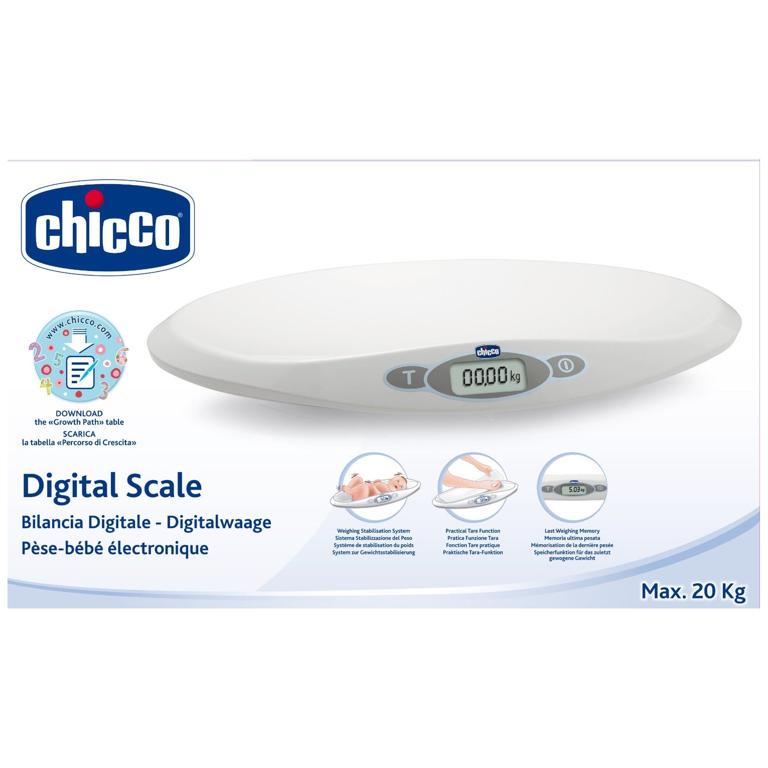 Chicco Cantar electronic de la 0 luni la 20 kg Imagine principală a produsului