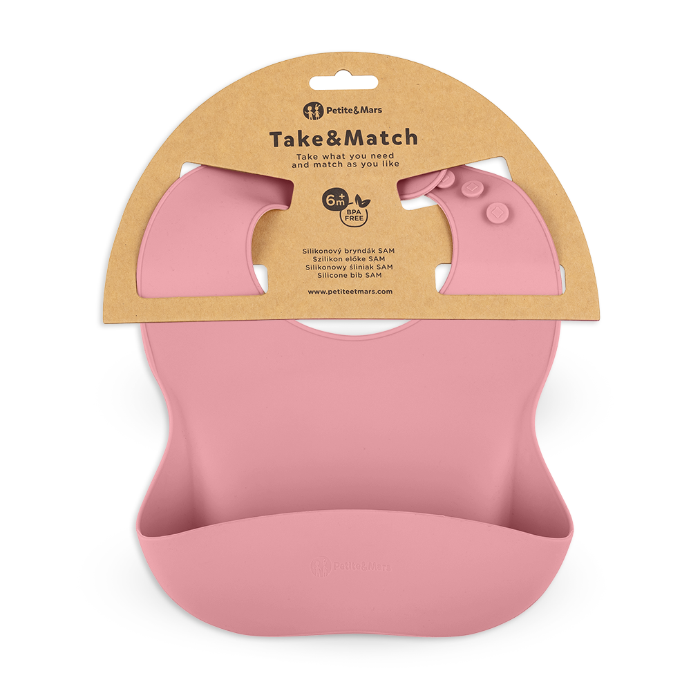 Petite&Mars baveta silicon Take&Match 6m+ Dusty Rose Imagine principală a produsului