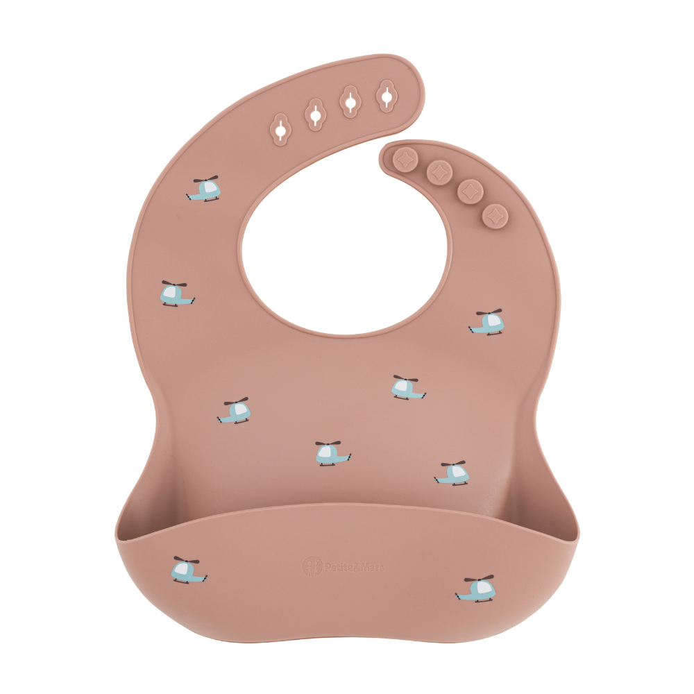 Petite&Mars baveta silicon Take&Match 6m+ Elicopter albastru Imagine principală a produsului
