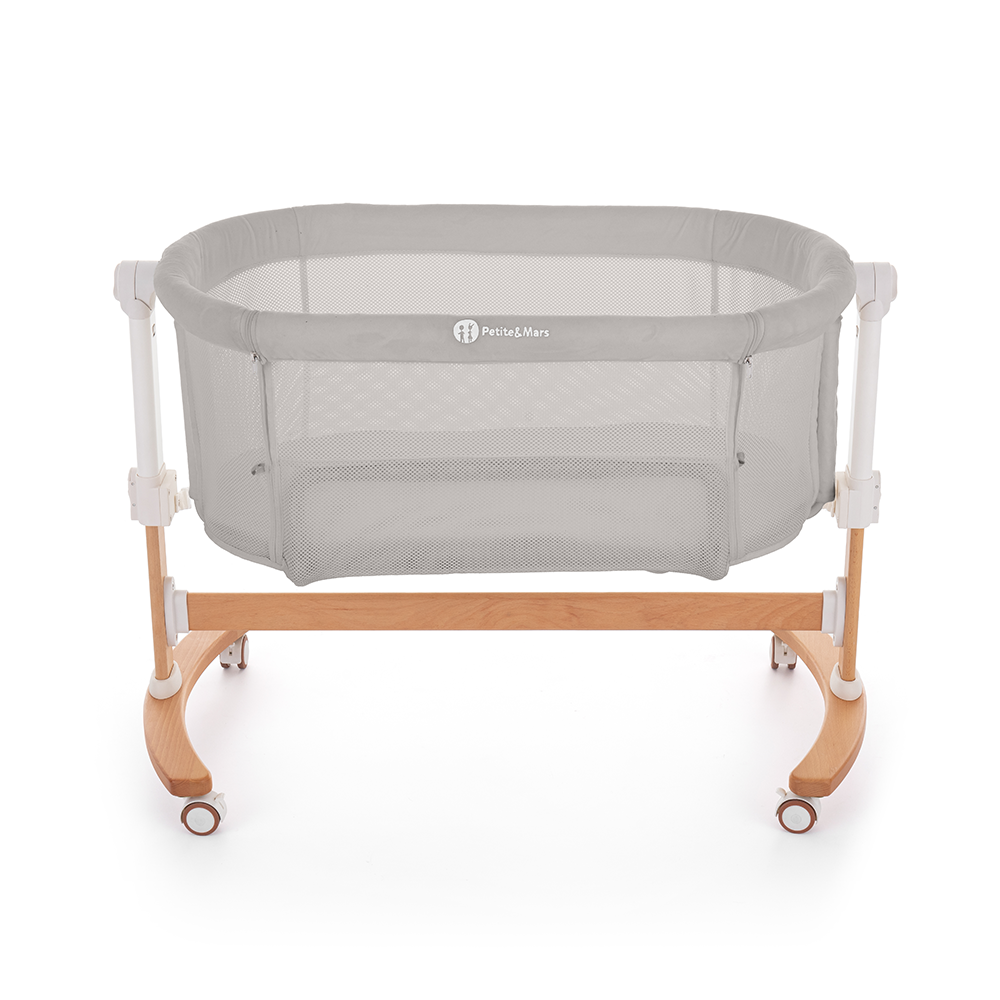 Petite&Mars co-sleeper reglabil 2in1 GLORY cu functie de leganare Mocha Beige Imagine principală a produsului