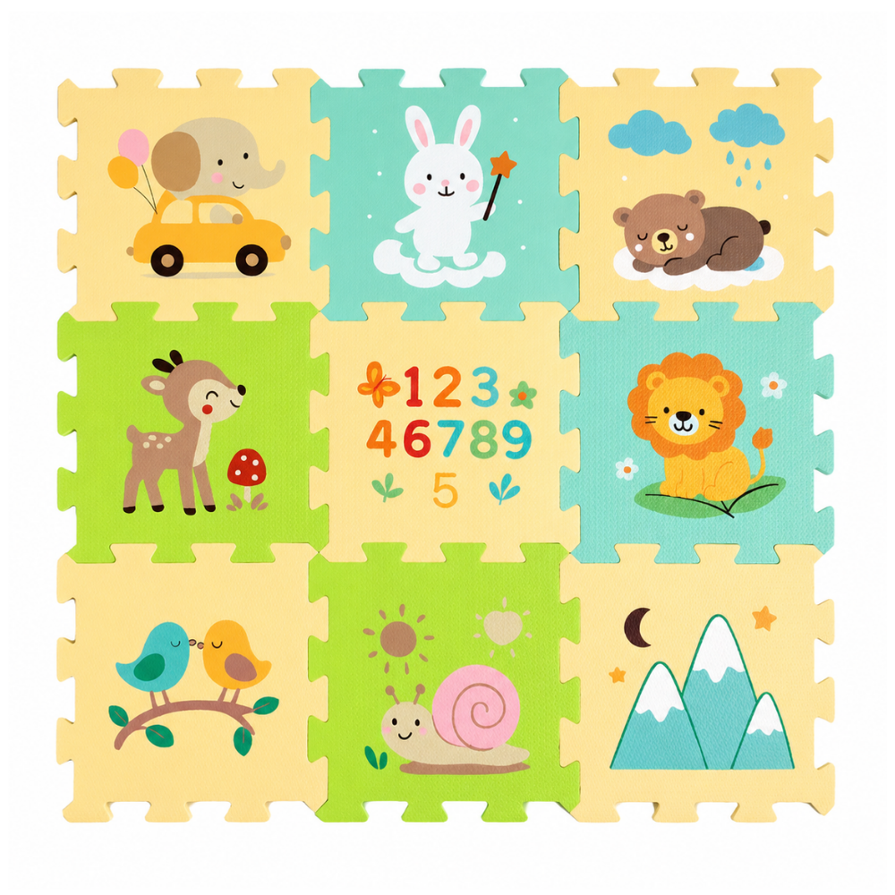 Petite&Mars covor de joaca 9 bucati de puzzle Nexli 90x90 cm Forest Friends Imagine principală a produsului